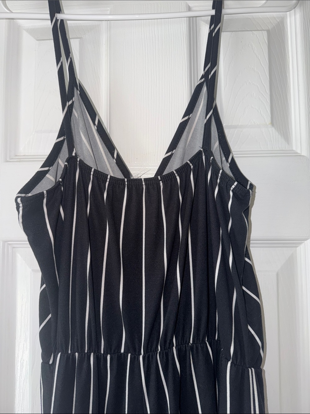Black Vertical Stripe Spaghetti Strap Jumpsuit - Picture 5 of 6